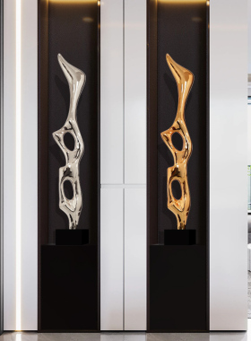 抽象人物雕塑轻奢高级感客厅玄关落地瘦高款细长型艺术摆件工艺品