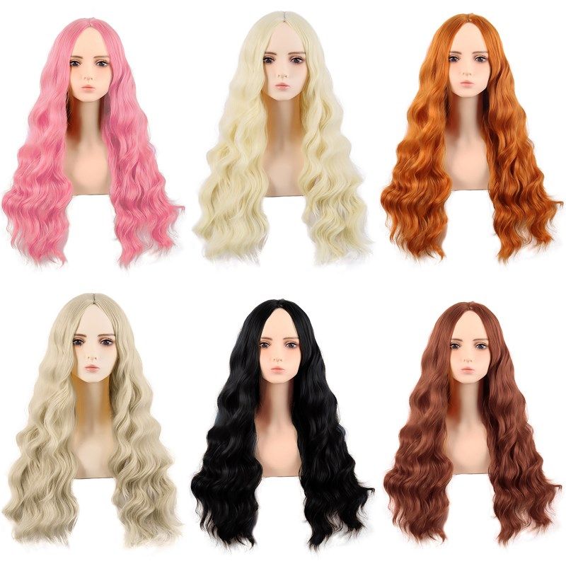 潼漫 cos假发女动漫水波纹羊毛卷长卷发浅金奶金色黑色中分全头套,淘宝优惠券,粉丝福利购,淘宝优惠卷