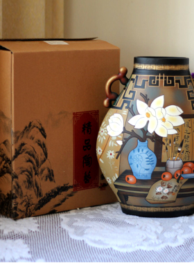 装饰艺术精品展厅玄关博古架摆设书柜办公陶瓷摆件结婚礼物大花瓶