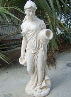 欧式玻璃钢人物雕塑艺术品客厅户外落地摆设可定制作提罐仕女加底