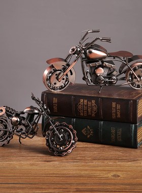 铁艺摩托车金属机车模型创意家居桌面小摆设酒柜电视柜装饰品摆件