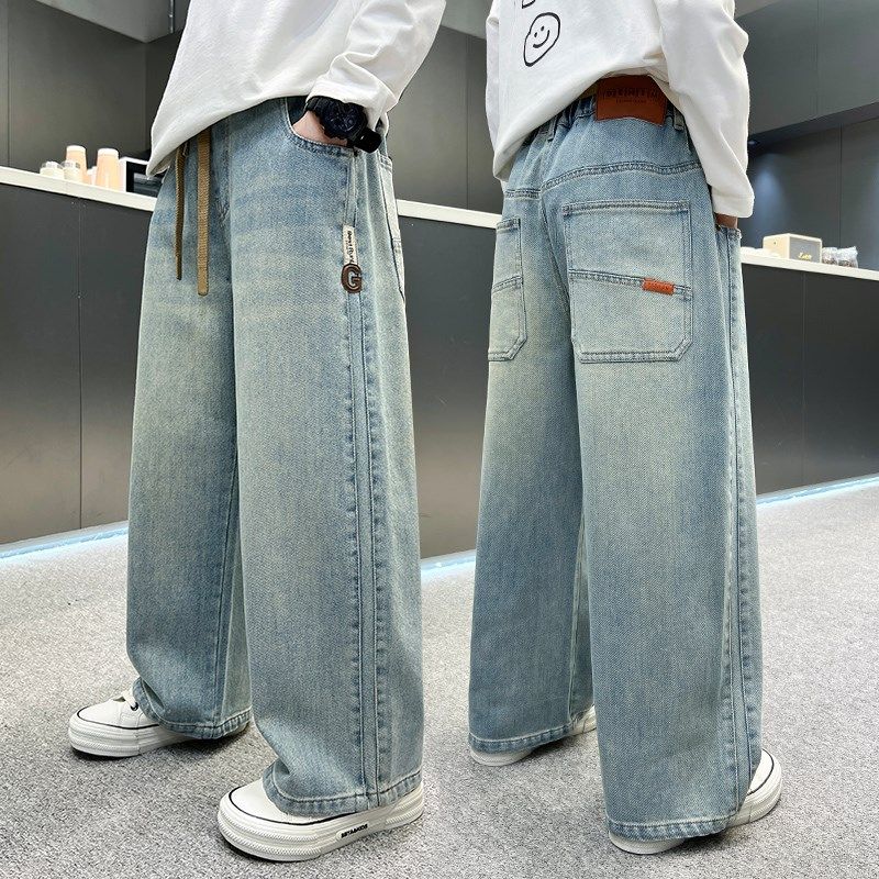 男童春秋装裤子2025新款儿童春季直筒牛仔裤宽松中大童休闲裤长裤,淘宝优惠券,粉丝福利购,淘宝优惠卷