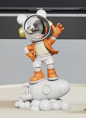 卡通公仔宇航员踩火箭太空人桌面摆件电视柜酒柜前台书柜装饰礼品