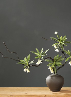 侘寂风中式陶瓷花瓶摆件枯藤假花客厅玄关酒店装饰品餐桌仿真花盆