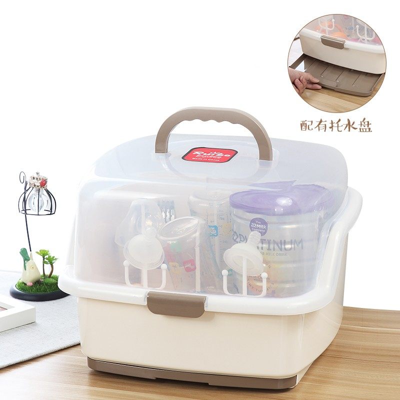 宝宝奶瓶收纳箱带盖防尘婴儿用品餐具沥水晾干架外出收纳盒子,淘宝优惠券,粉丝福利购,淘宝优惠卷