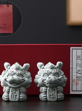 国风麒麟桌面装饰摆件高级感小众家居饰品石头工艺品发财生日礼物