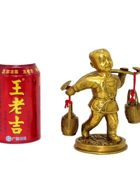 纯铜运财童子挑财善财童子送财招财家庭装饰旺财转运室内装饰摆件