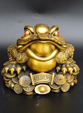 黄铜纯铜仿古金蟾文房书房桌面装饰饰品用品摆件新品包邮