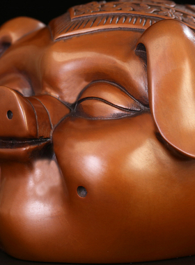 匠泽铜魂 福猪 紫铜生肖猪摆件房间卧室电视柜桌面摆设 生日送礼