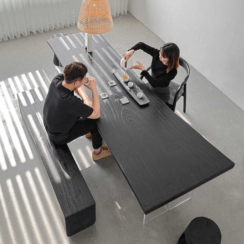 侘寂风白蜡木茶桌椅家用碳化黑茶台酒店民宿大板泡茶桌,淘宝优惠券,粉丝福利购,淘宝优惠卷