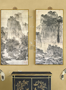客厅饰山水风景国画玄竖过道壁画走廊挂画 溪山行旅图