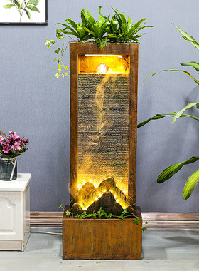 客厅水幕墙流水加湿器办公室玄关景观喷泉装饰电视柜旁边落地