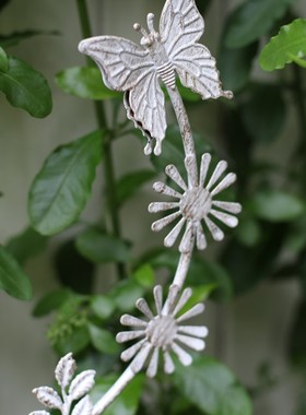 众擎花园杂院园艺做旧蝴蝶小鸟铁皮花插花园地插装饰花插