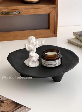 小众高级感复古陶瓷托盘摆件香薰首饰展示收纳盘玄关桌面置物盘