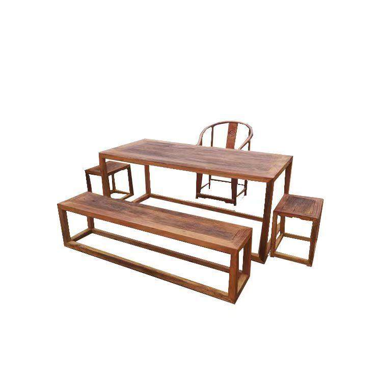 新中式老榆木茶桌免漆长方形茶桌办公洽谈茶桌家用实木方形餐桌,淘宝优惠券,粉丝福利购,淘宝优惠卷