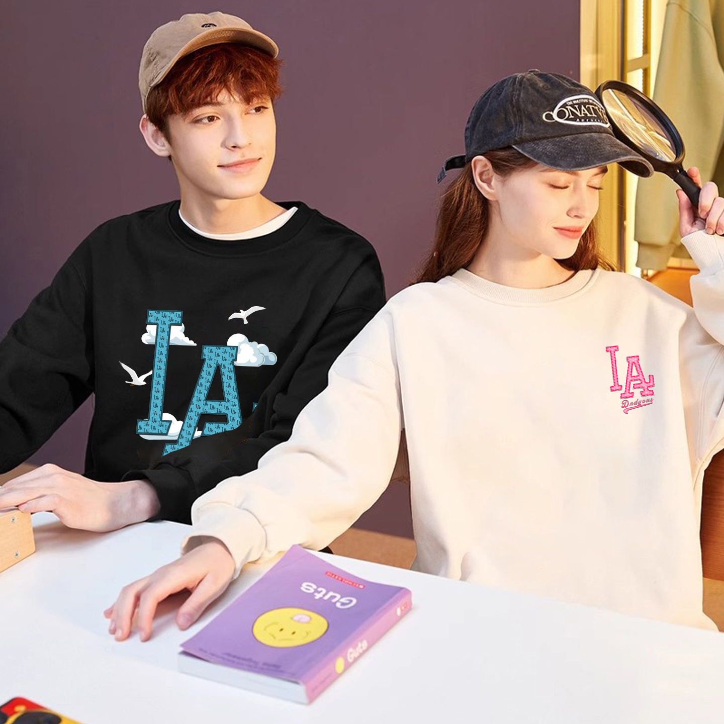 LA官方正品高街秋冬季新款(针织、发泡光变)纯棉男女同款卫衣