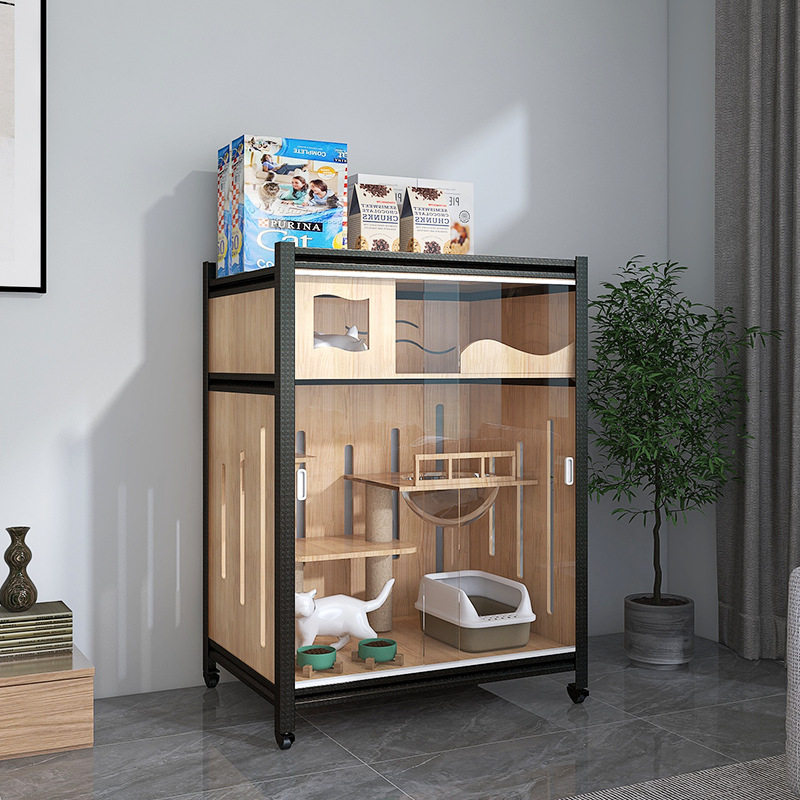 猫别墅实木豪华猫屋家用室内猫窝玻璃猫房全景不占地猫笼子猫柜,淘宝优惠券,粉丝福利购,淘宝优惠卷