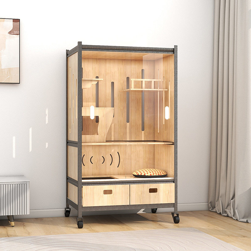 猫别墅实木豪华猫屋家用室内猫窝玻璃猫房全景不占地猫笼子猫柜,淘宝优惠券,粉丝福利购,淘宝优惠卷