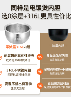 凌云倍316L不锈钢内胆适用九阳电饭煲4L升F-40FZ815-B/F40FZ-F110