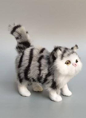 仿真猫咪 仿真灰猫小猫咪摆件摆件花猫工艺品玩具波斯猫橱窗摆件
