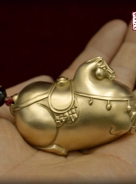 全铜唐马手把件随身盘