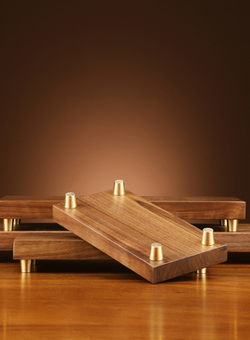 铜欣祥 胡桃木搭配底座新长方形实木质带铜底底座