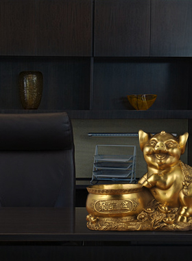 铜猪摆件聚宝盆招财工艺品家居客厅办公室装饰品店铺商务开业礼品