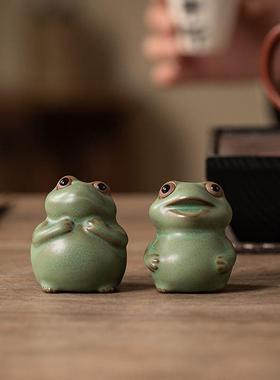 精品陶瓷可爱小青蛙摆件创