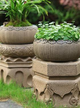 中式石雕石墩庭院石凳花园