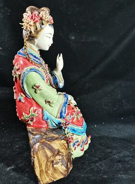 陶瓷工艺品家居摆设 石湾公仔新房礼品饰品艺术客厅摆件姐妹情深
