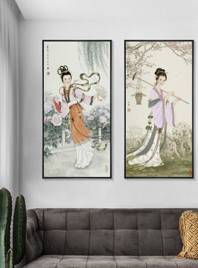 新中式红楼梦挂画古典仕女图古风美女装饰画林黛玉美人图客厅壁画