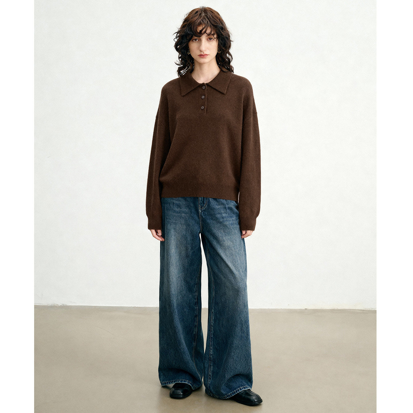 百家好白色POLO领绵羊毛宽松短款针织衫女士秋冬新款保暖内搭上衣,淘宝优惠券,粉丝福利购,淘宝优惠卷