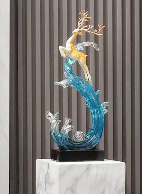 轻奢风生水起壁龛玄关大型摆件客厅电视柜旁落地高档乔迁装饰品