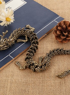 复古做旧立神龙40cm大号立体龙蛇摆饰关节可O活动铜龙蛇摆件工艺