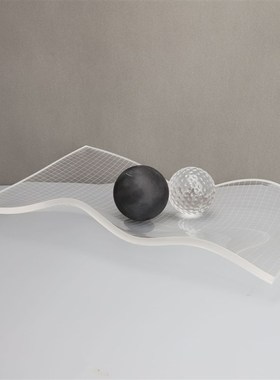 欧式亚克力透明网格果盘样板房售楼部书房客厅餐厅W桌面玄关饰品