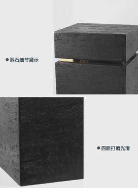 北欧轻奢摆件g客厅落地石墩方形展示台底座大理石基座洞石雕塑摆