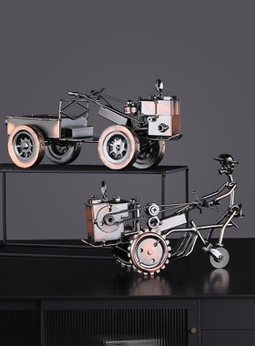 美式复古怀旧拖拉机老式汽车模型创意摆件家居玄关客厅酒柜装饰品