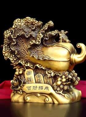 纯铜百财招来摆件招财南瓜丰收如意葫芦K店铺装饰礼品白菜福鱼桌