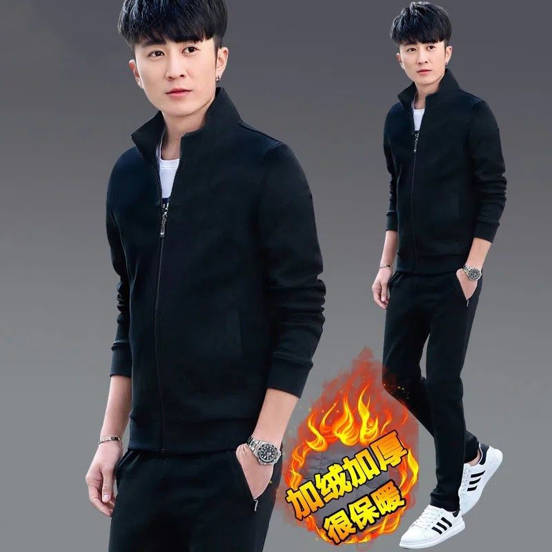 纯棉休闲运动套装男士春秋高档运动服冬季加绒加厚韩版卫衣两件套,淘宝优惠券,粉丝福利购,淘宝优惠卷