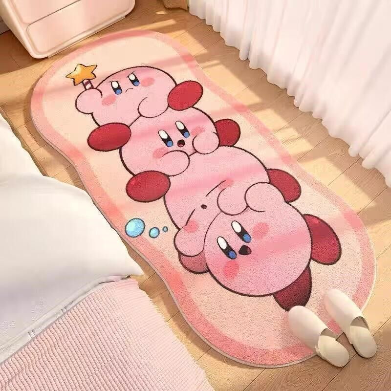Star Kirby imitation cashmere love bedside blanket bedroom floor mat special-shaped carpet living room long non-slip carpet
