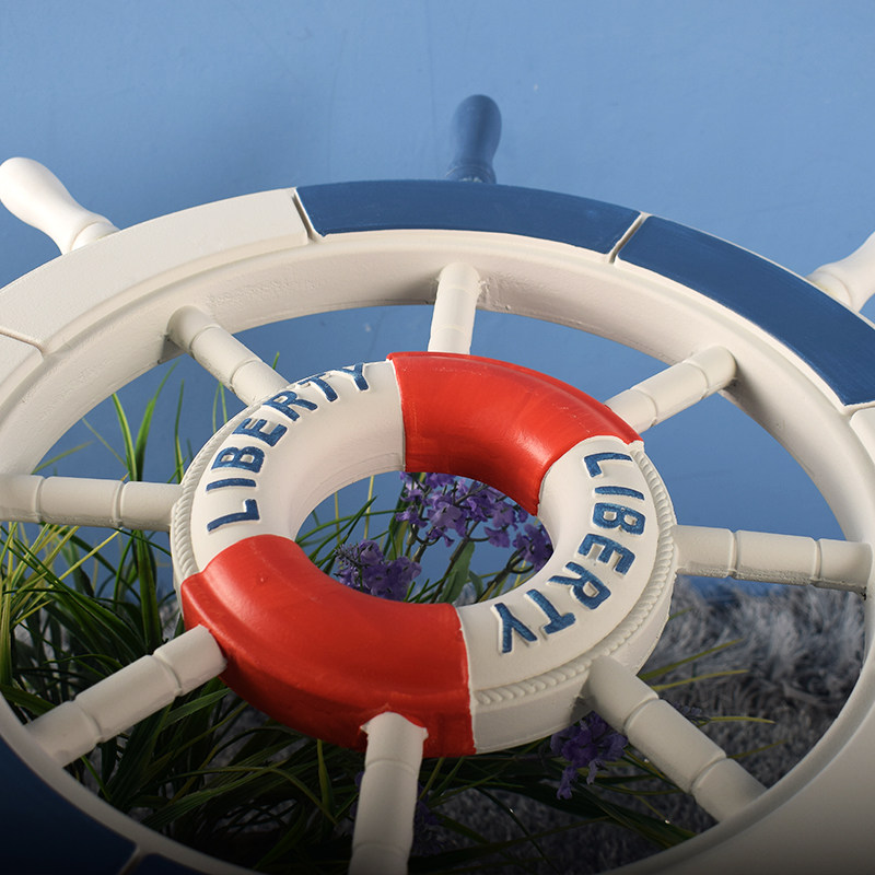 地中海风格红救生圈款船舵方向盘舵手装饰儿童房墙面装饰挂件,淘宝优惠券,粉丝福利购,淘宝优惠卷