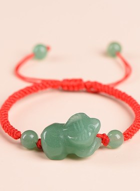 天然绿水晶东陵玉十二生肖立体手链鼠牛虎兔龙蛇马羊猴鸡狗猪情侣