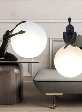 现代简约抽象瑜伽人物雕塑摆件样板房酒店客厅轻奢玄关装置艺术品