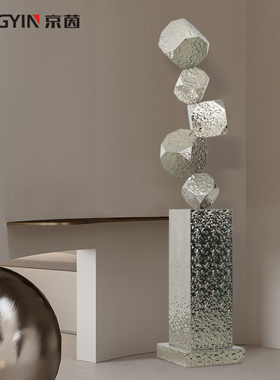 不锈钢金属装饰品售楼处装置艺术雕塑酒店走道大型落地抽象摆件