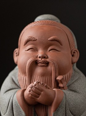 国风孔子摆件紫砂历史人物孔夫子雕像书房桌面装饰品教师节小礼品