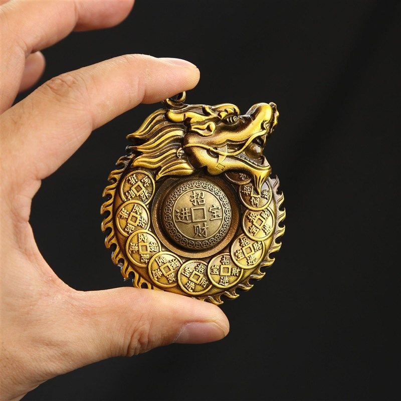 瑞兴隆黄铜招财进宝龙头手把件男工艺品吊坠黄铜挂坠复古礼品挂件,淘宝优惠券,粉丝福利购,淘宝优惠卷