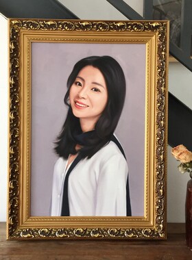肖像油画定制照片真人物纯手绘抽象风景装饰画客厅玄关欧式挂画