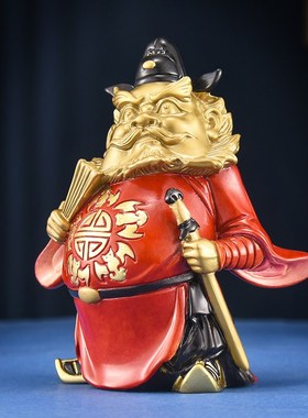 铜掌柜钟馗黄铜天师福神钟馗送福小号铜像家居桌面装饰工艺品