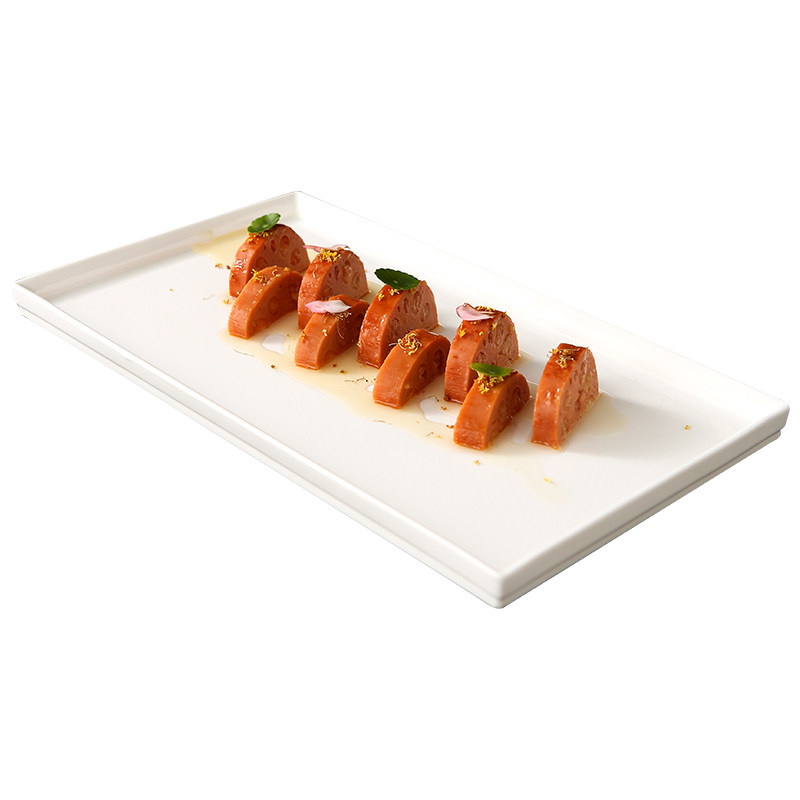 纯白色长方形陶瓷平盘酒店餐具特色陶瓷盘子餐厅商用盘子大号16寸,淘宝优惠券,粉丝福利购,淘宝优惠卷