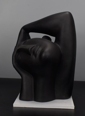 歪头人像摆件创意双手摸头思考者雕塑摆设简约现代轻奢家居装饰品